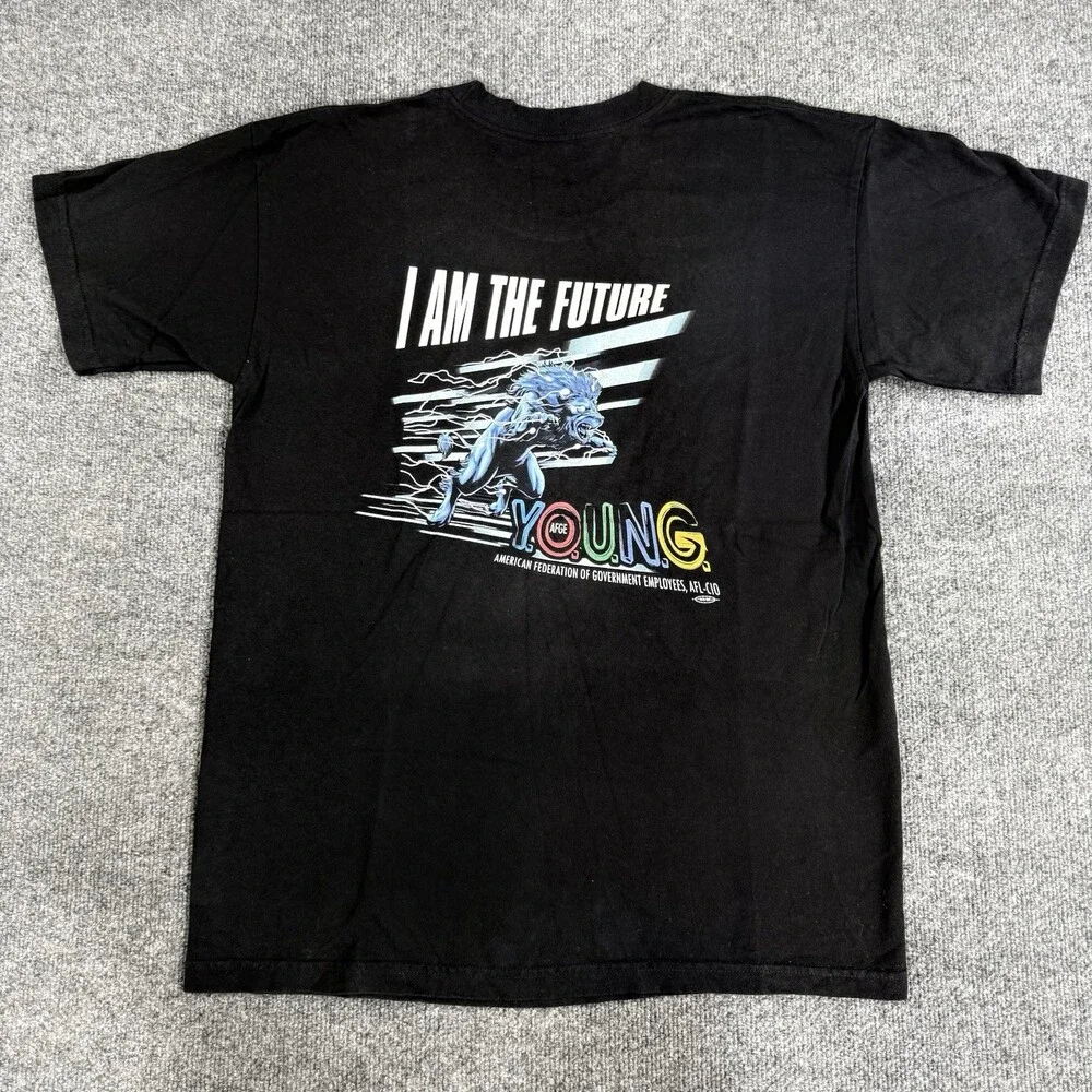 AFGE Local 3197 Union Made USA Mens Large Black Graphic T Shirt I Am The Future